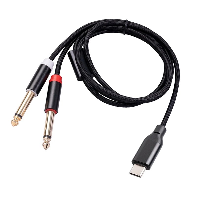 USB C-двойной 6,35 мм стерео Y-образный кабель-разветвитель, аудиокабель TRS для смартфонов, планшетов, ноутбуков, усилителей, микшерных пультов