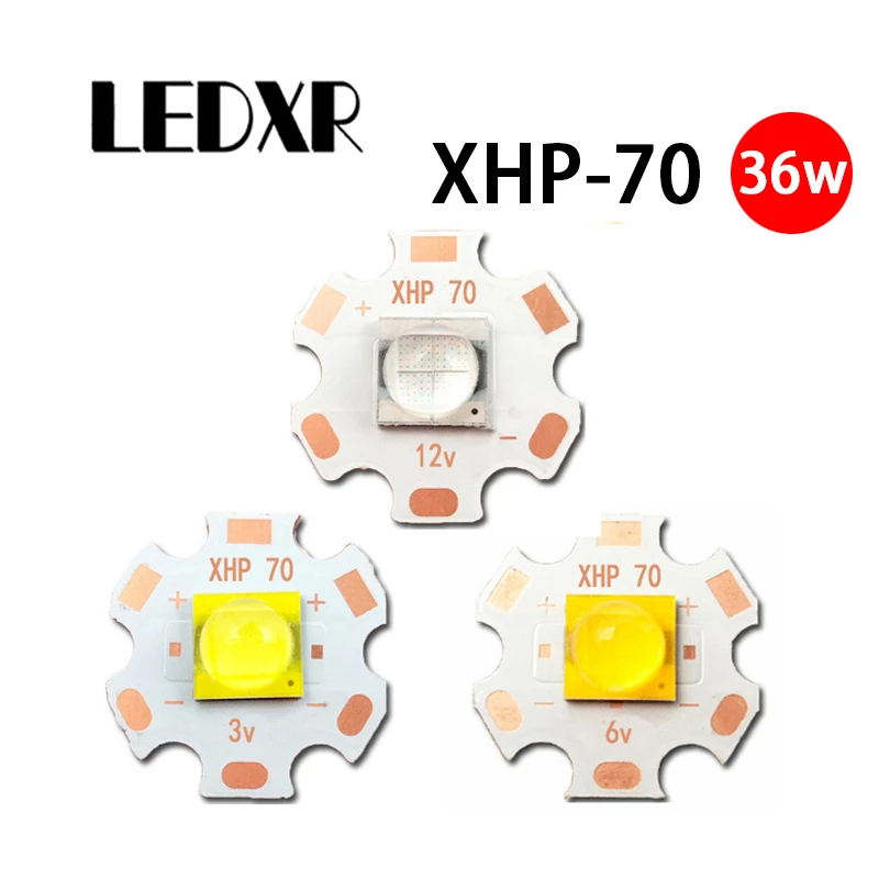 XHP70 LED высокомощный 7070 керамический 20/36 Вт DC3V6V12V белый свет теплый белый синий свет фонарик фары прожектор обслуживание