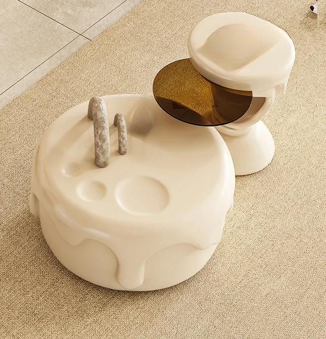 Xia Bang Креативный круглый журнальный столик для мороженого, гостиная для маленькой квартиры, Чайный столик с кремом, Выдвижной