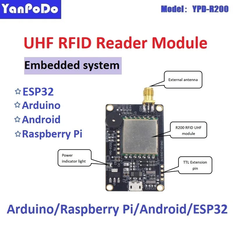 Yanpodo TTL USB UART Интерфейс UHF RFID Считывающий Модуль Arduino Raspberry Pi RFID Reader Writer Бесплатный Исходный код SDK И Демонстрационное Программное Обеспечение