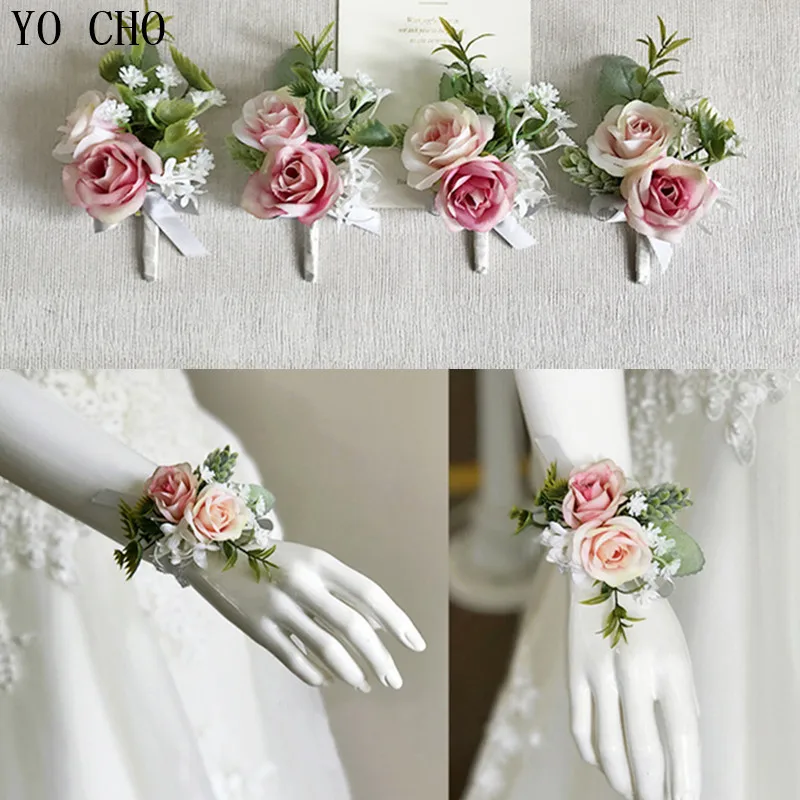 YO CHO корсаж цветок сестры имитация цветка шелковая роза невесты Свадебный цветок на запястье для свадебной фотографии цветы для выпускного бала