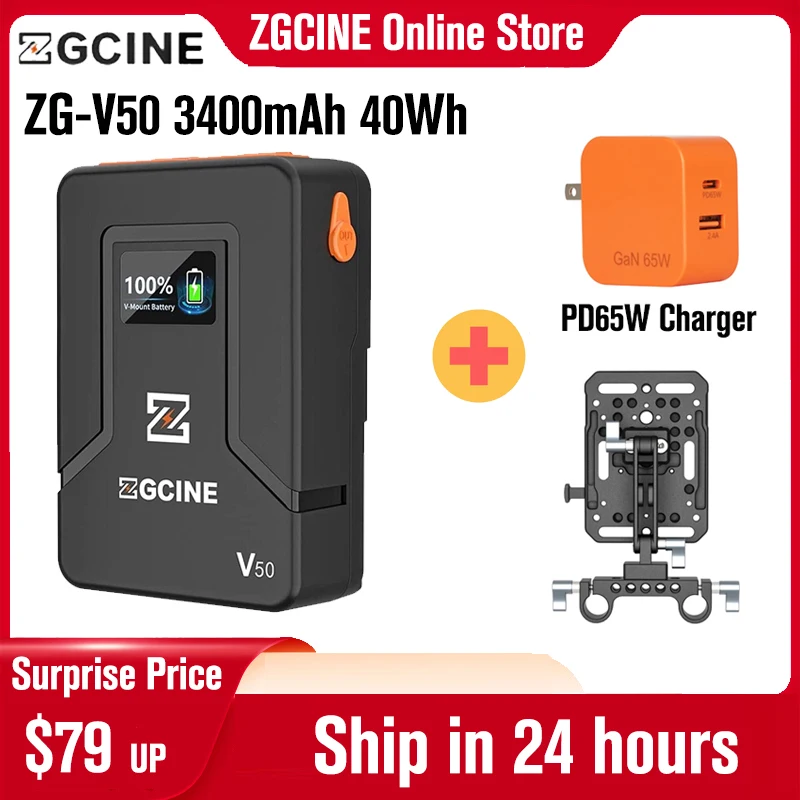 ZGCINE ZG-V50 V50 V Mount Battery V-Lock Литиевая Батарея Power Bank Аккумуляторный Блок Вспомогательный Аккумулятор для камер смартфонов Light