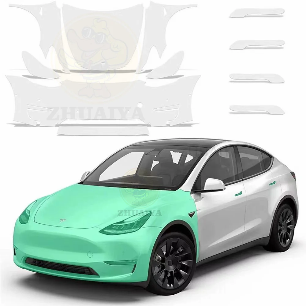 ZHUAIYA, предварительно вырезанная защитная пленка для автомобильной краски толщиной 7,5, Прозрачный комплект наклеек Bra PPF для Tesla Model Y 2020 2021 2022 2023