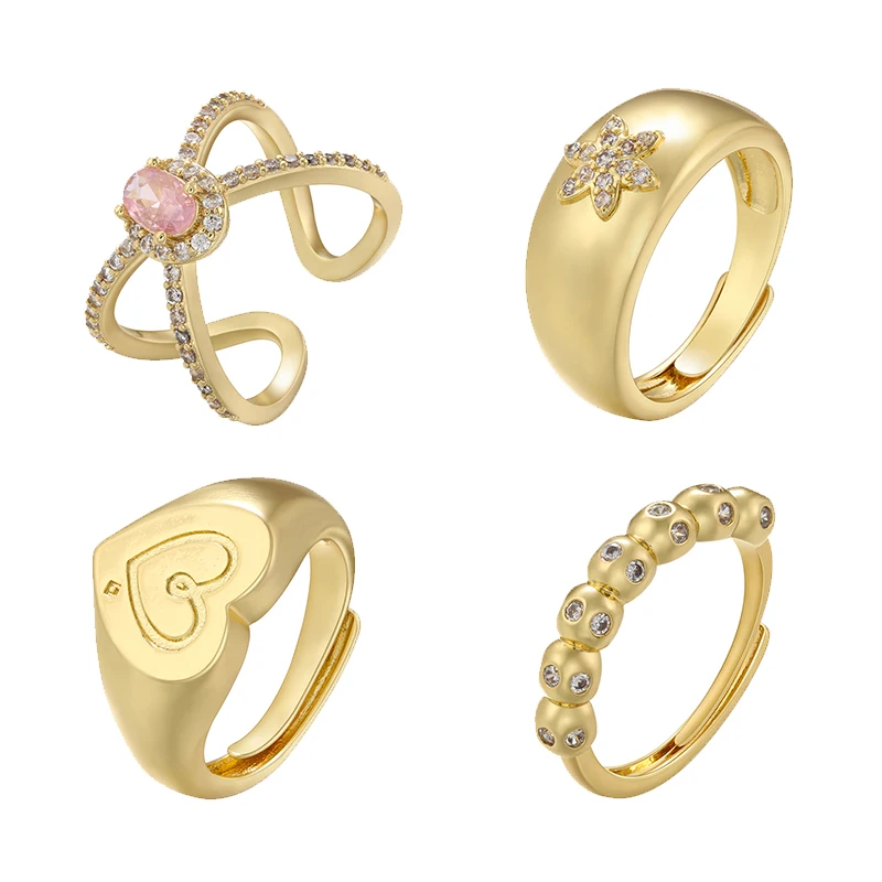 ZHUKOU винтажные кольца для женщин с кубическим цирконием, открывающее мужское кольцо, регулируемое сердечко, Пара колец, Обручальное кольцо оптом, VJ452