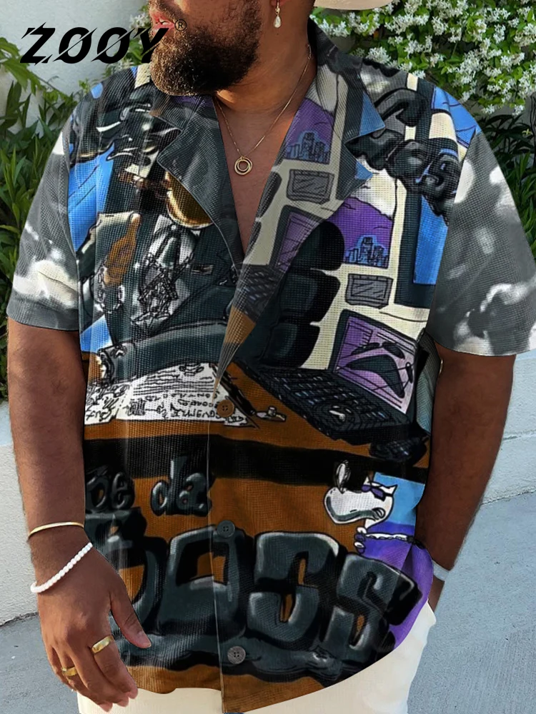 ZOOY (L-9XL), мужская модная рубашка в стиле хип-хоп с надписью Street Fashion размера Плюс в стиле ретро