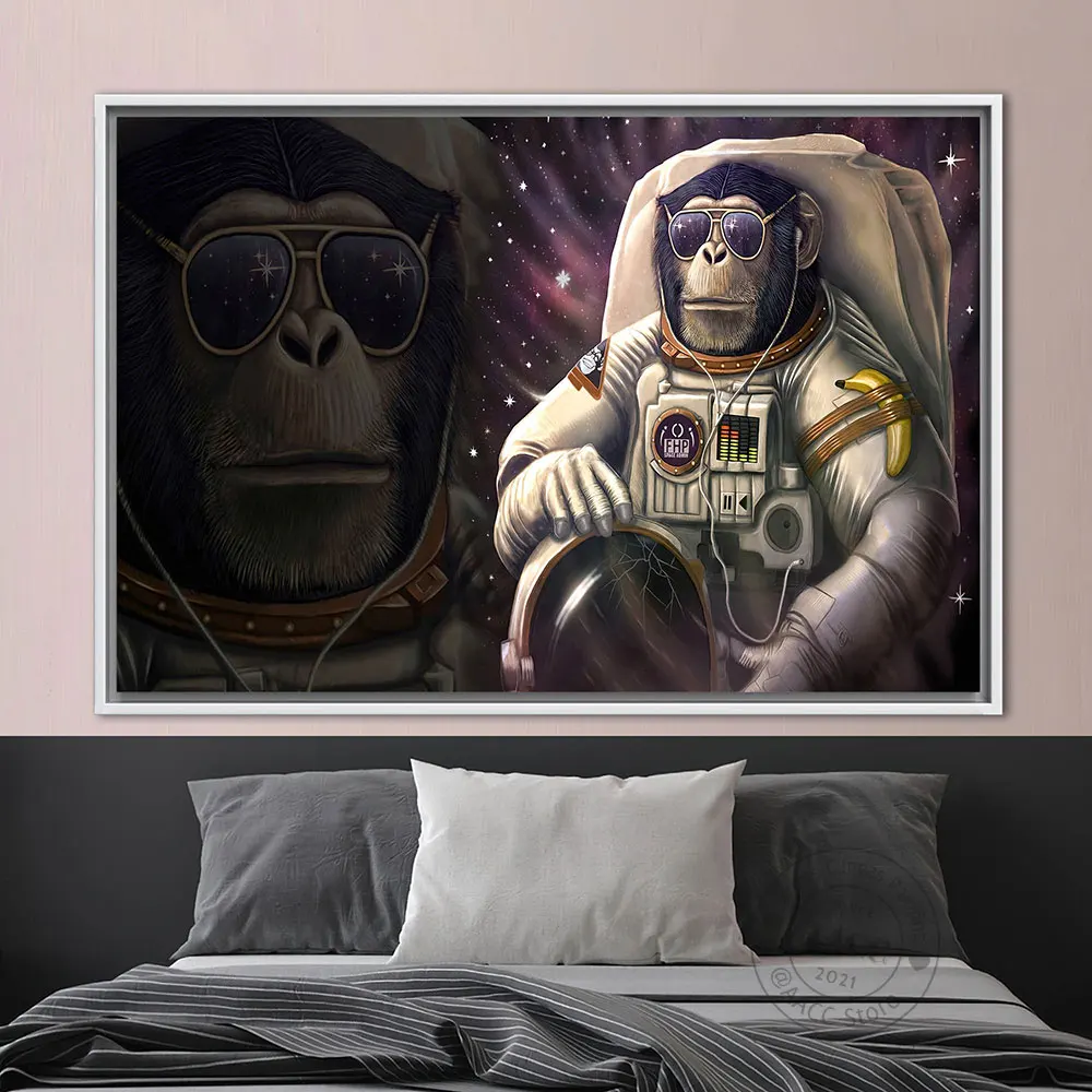 Абстрактные животные, Космический астронавт, Крутая обезьяна, солнцезащитные очки, принт и плакат, картина на холсте для декора гостиной, подарок Куадроса