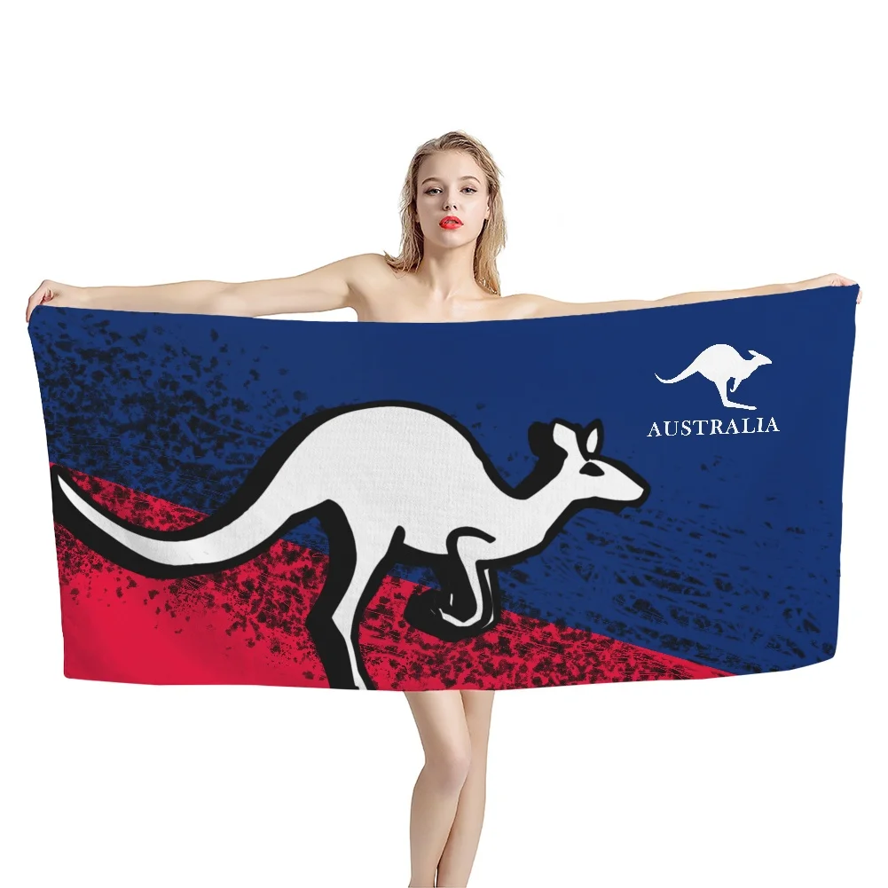 Австралийский герб, Пляжное полотенце для ванны с рисунком Кенгуру, крупный принт, быстросохнущее полотенце из микрофибры, домашний декор, женщины, Мужчины, Дети