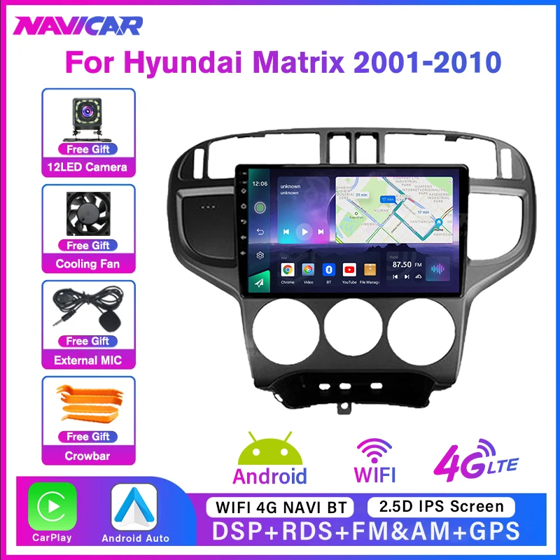 Автомагнитола NAVICAR 2 Din Android10 для Hyundai Matrix 2001-2010 Стереоприемник Android Car Audio Carplay Мультимедийный плеер DSP