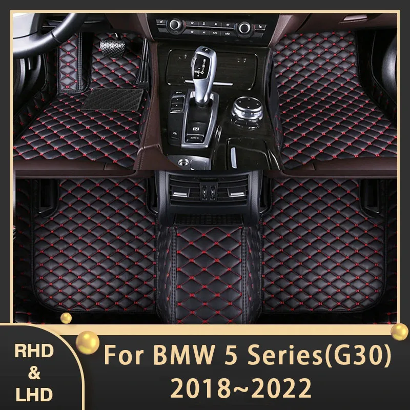 Автомобильные Коврики Для BMW 5 Серии G30 2018 ~ 2022 Пользовательские Автоматические Накладки Для Ног Кожаный Ковер Аксессуары Для Интерьера 520i 525i 530i 540i 2021