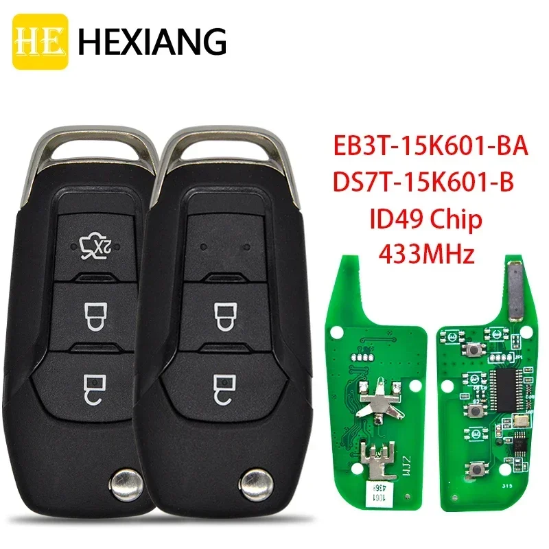 Автомобильный Ключ Дистанционного Управления HE Xiang Для Ford Ranger F150 KA Mondeo Glaxy S-Max ID49 433 МГц Замена Флип-Лезвия HU101
