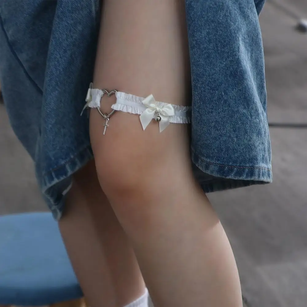 Аксессуар для одежды Эластичные сексуальные подтяжки в стиле панк Harajuku Jk Bow в форме сердца Женские подтяжки для ног с подвязкой