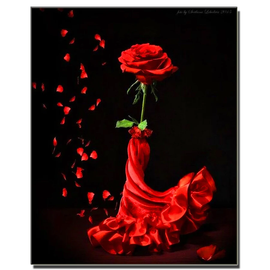 Алмазная живопись Фламенко Красная роза 5D DIY Алмазная вышивка Полная Квадратная круглая Мозаика Цветочное украшение