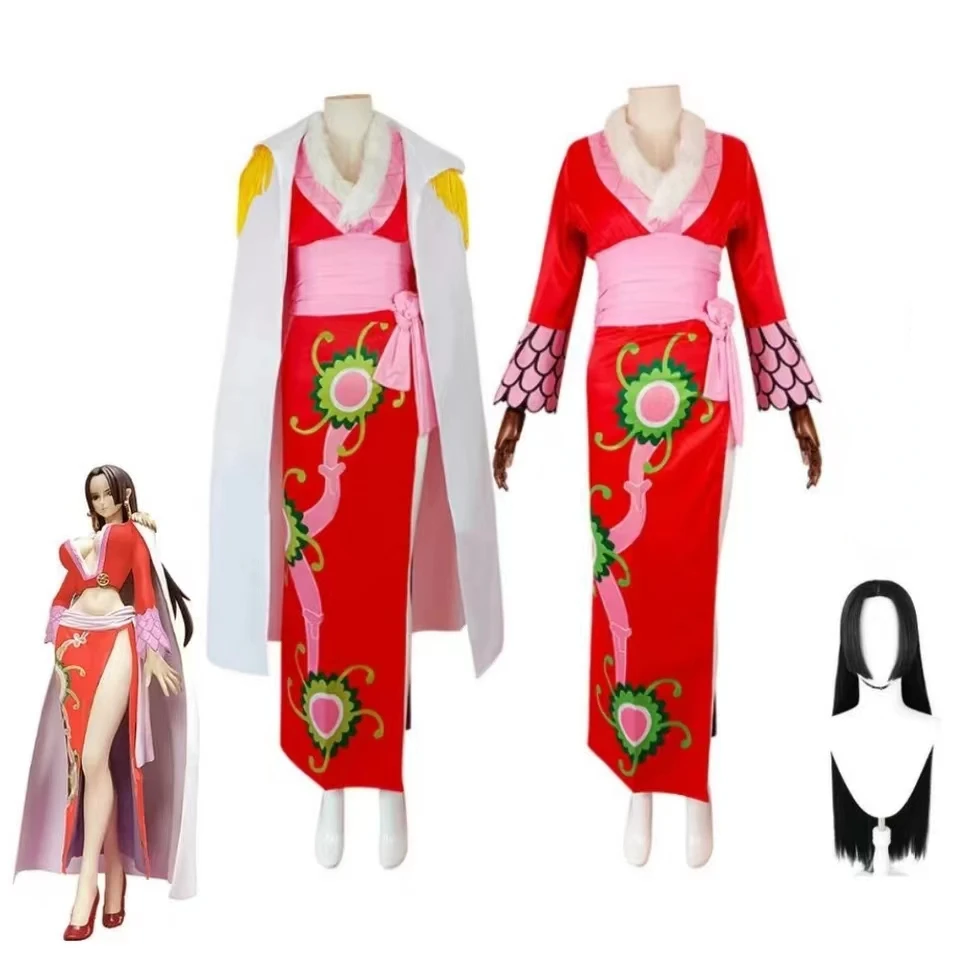 Аниме Костюм Боа Хэнкока, костюмы, сексуальное имперское красное платье-кимоно, костюмы на Хэллоуин для женщин, униформа для ролевых игр для вечеринок