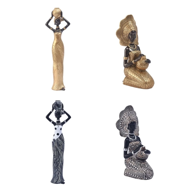Африканская девушка, Экзотическая Статуэтка, Леди, женские племенные Статуэтки, Орнамент, Декоративная Статуя, украшения для дома, Статуэтка из смолы, подарок