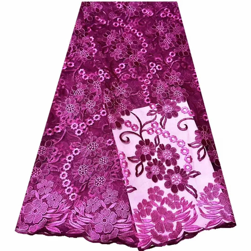 Африканская Кружевная Ткань 2023 Розовая Ткань С Вышивкой Нигерийское Свадебное Кружево Высококачественная Французская Тюлевая Кружевная Ткань для Свадьбы 5 Ярдов