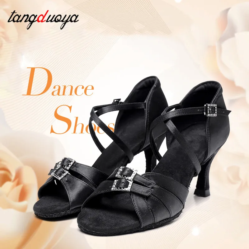 Бальные женские латинские танцевальные туфли, современные Полюс танцевальная обувь сальса танго на высоком каблуке регулируемый Латинской обувь для девочек 5/7см каблуки