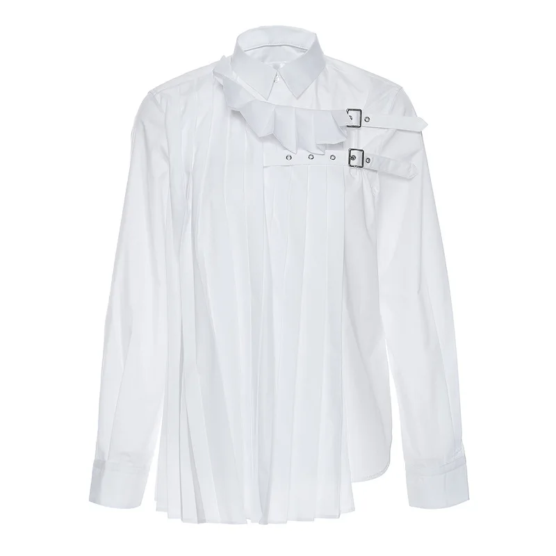 Белая блузка в стиле панк, топы для женщин, хлопковая рубашка в стиле стимпанк с длинным рукавом,