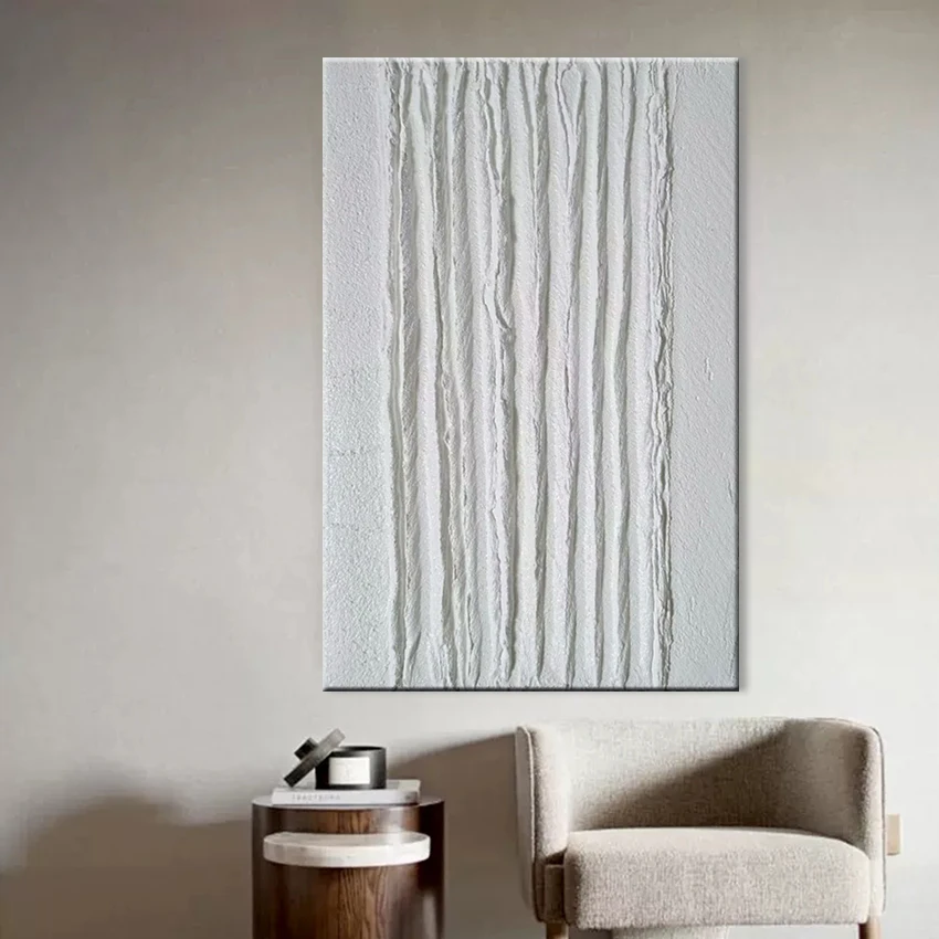 Белое современное полотно ручной работы, Толстая акриловая живопись мастихином, абстрактное искусство, картина для стены, картина маслом без рамы