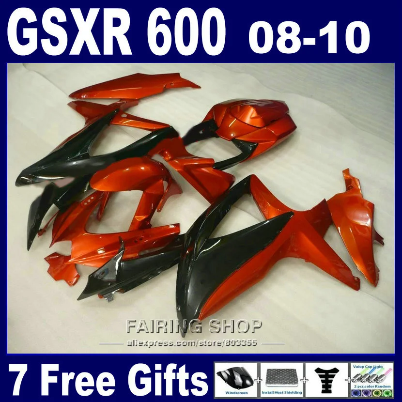 Бесплатно 7 подарков комплект обтекателей для suzuki gsxr600 08 09 10 винно-красный черный комплект инжекционных обтекателей gsxr750 2008-2010 nm185