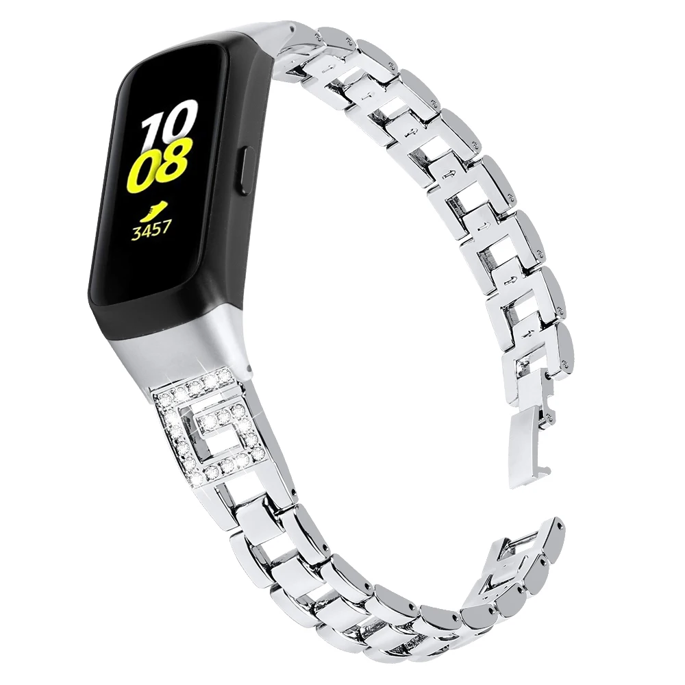 Блестящий Ремешок для Samsung Fit-E SM-R375 Smart Watch for Woman Band Черный /Серебристый/Золотой