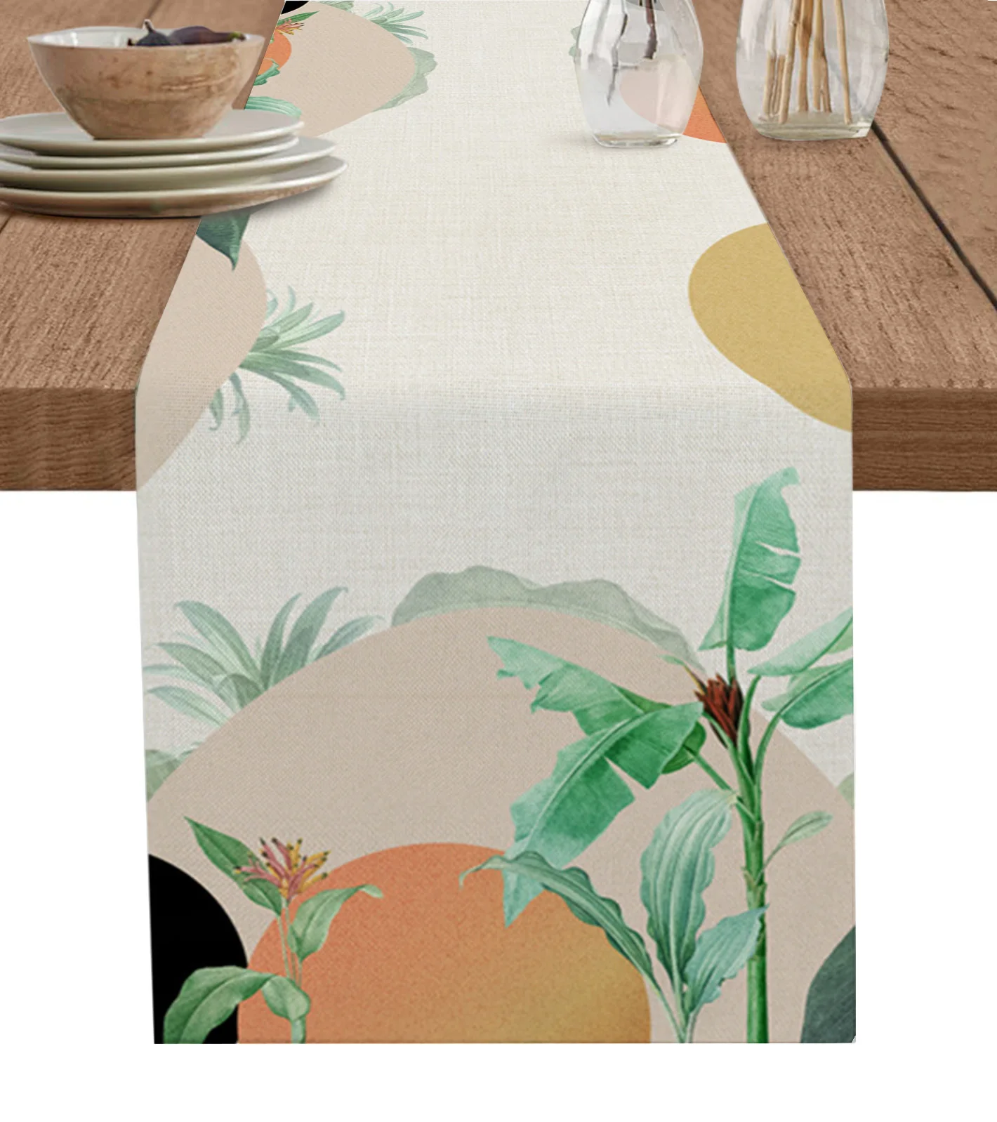Богемная абстрактная настольная дорожка из листьев ветра, праздничная скатерть для обеденного стола, салфетка для столовых приборов, декор для домашней кухни