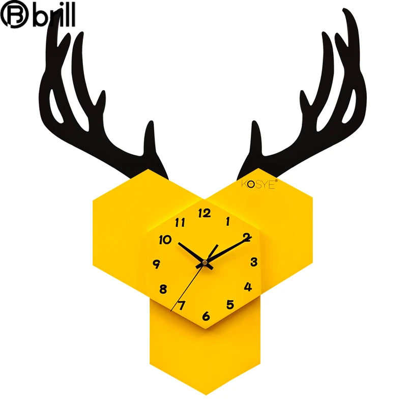 Большие настенные часы с оленем Креативные настенные часы с беззвучным звуком в гостиной Домашние часы в скандинавском стиле с головой оленя Простое украшение Часы Big Idea 50