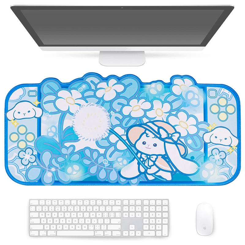 Большой коврик для мыши, компьютерная клавиатура Kawaii Blue Bunny, Настольный коврик, очень большой коврик для мыши для геймеров, Коврик для офисного стола, Аксессуары для игр для ноутбуков