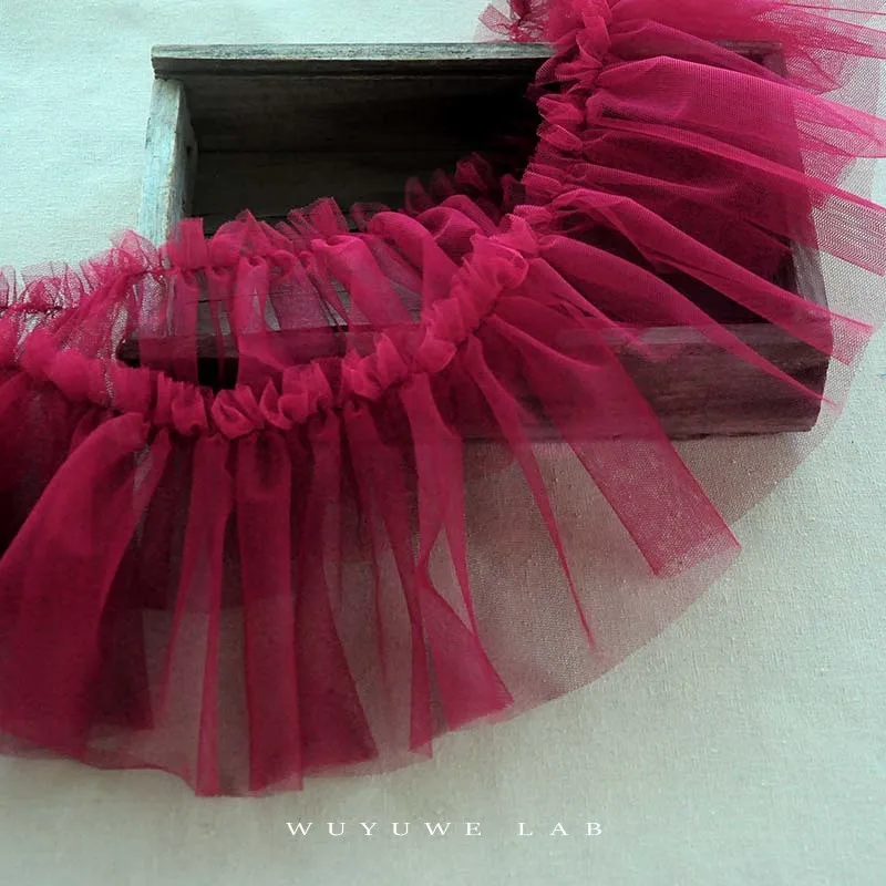 Бордовая сетчатая кружевная отделка 1 м Ткань для юбки свадебного платья Шириной 15 см DIY Craft Аксессуары для одежды для штор ручной работы