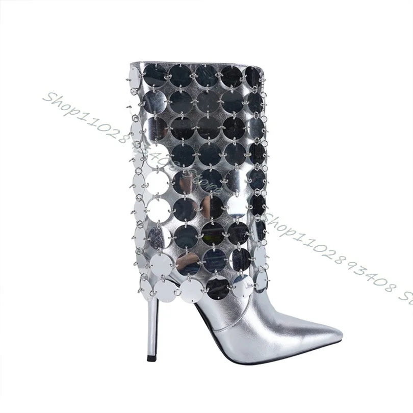 Ботинки с Блестящим Декором, Армейские ботинки на высоком каблуке-шпильке С Острым носком, Женская Осенняя Обувь для вечеринок 2023, Zapatos Para Mujere