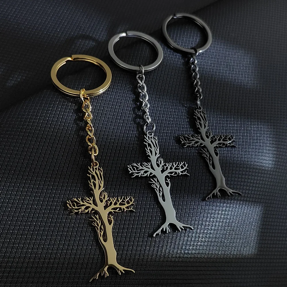 Брелок с крестом Древа жизни из нержавеющей стали, Сверхъестественные винтажные ювелирные изделия, брелок для ключей, сумка, автомобильный брелок для ключей, женщины, мужчины