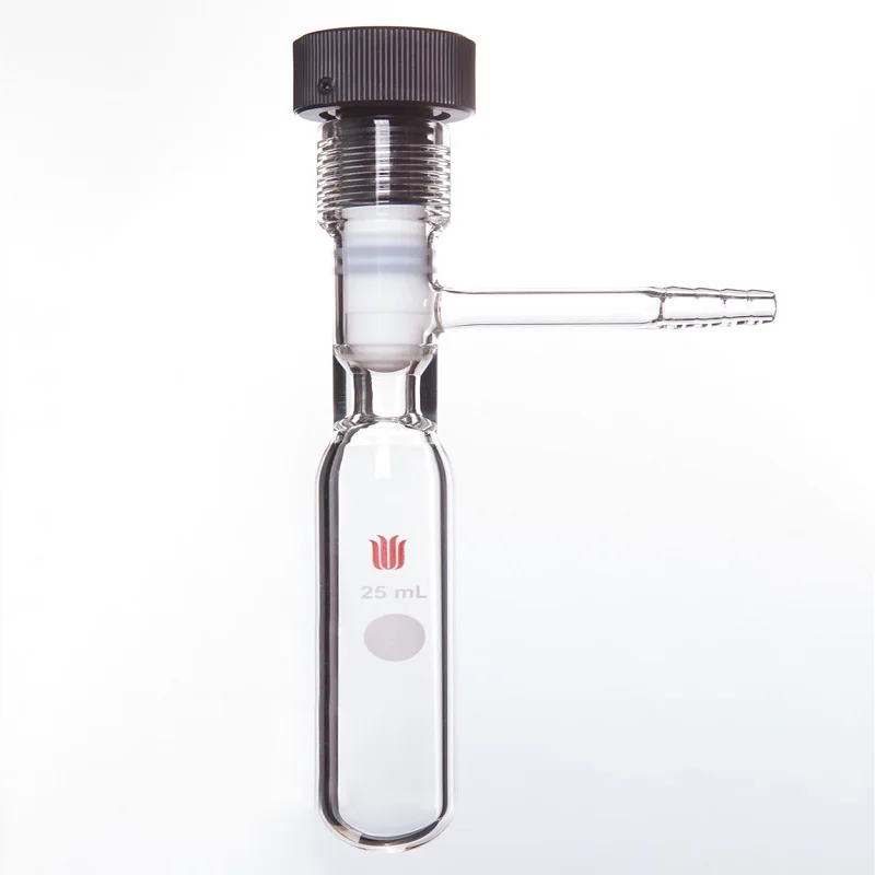 Бутылка для хранения растворителя SYNTHWARE, Толстостенная, SCHLENK, высоковакуумный клапан из PTFE с внутренней резьбой, Боросиликатное стекло, F58