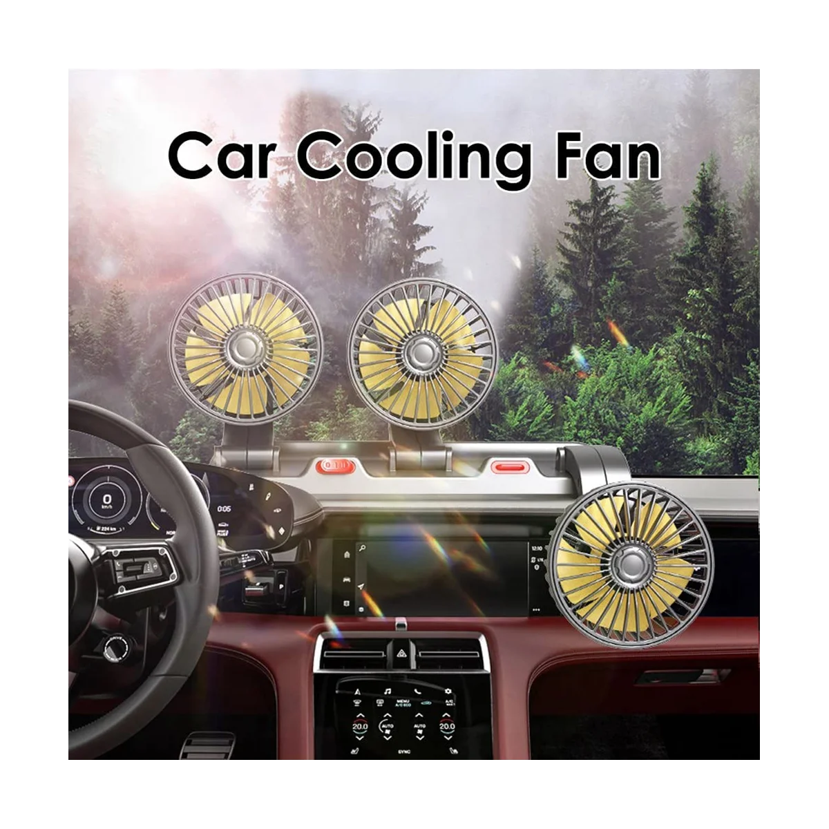 Вентилятор для автомобиля, трехголовочный вентилятор для внедорожников, USB-охлаждающий воздух, маленький персональный вентилятор, 2 скорости, электрический вентилятор для грузовика (12V)
