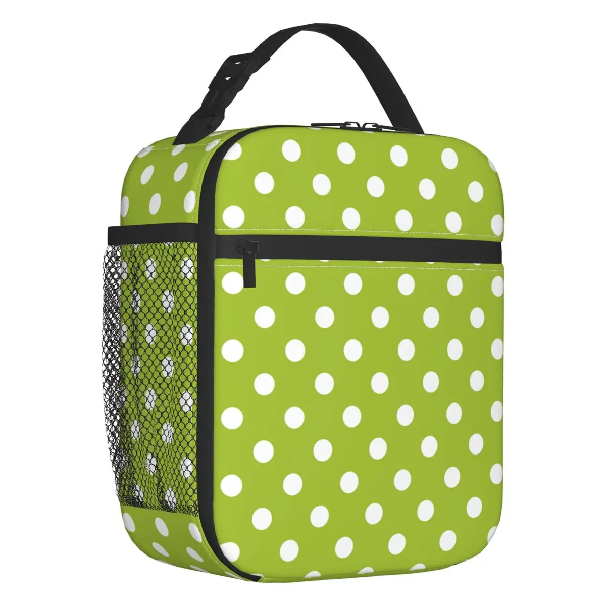 Весенние термоизолированные сумки для ланча в зелено-белый горошек, сумка для ланча на открытом воздухе, Многофункциональная коробка для еды