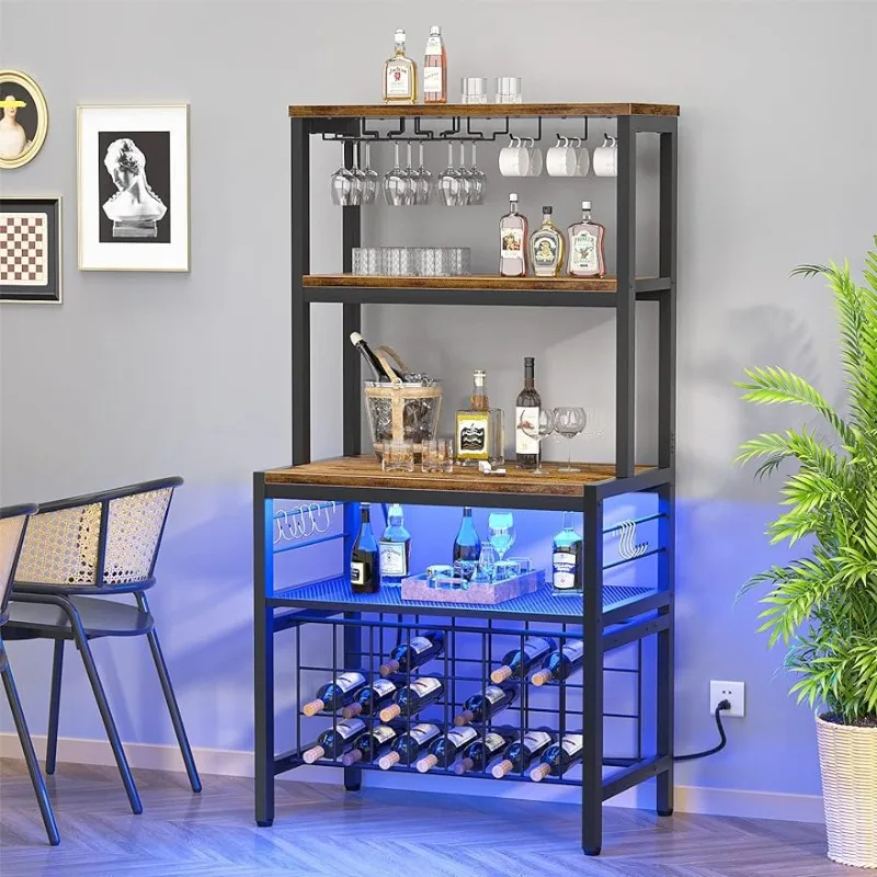 Винный барный шкаф со светодиодной подсветкой и розетками, промышленный кофейник для бокалов для ликера, стол для фристока