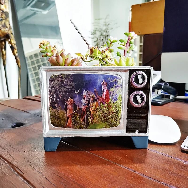 Винтажное Цветное кашпо в форме телевизора, Современный декоративный горшок для кашпо, Милые подарки для любителей домашнего декора для женщины