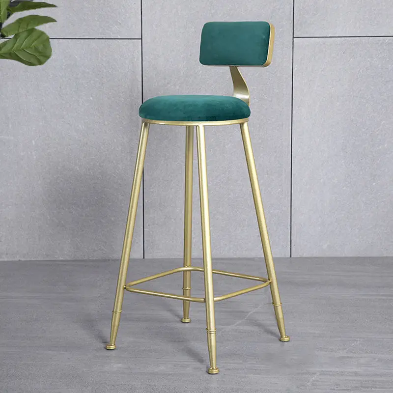 Высокий табурет Простой современный минималистичный домашний гостиничный барный стул Nordic Креативный обеденный стол Дизайнерская мебель со спинкой из золотистого железа