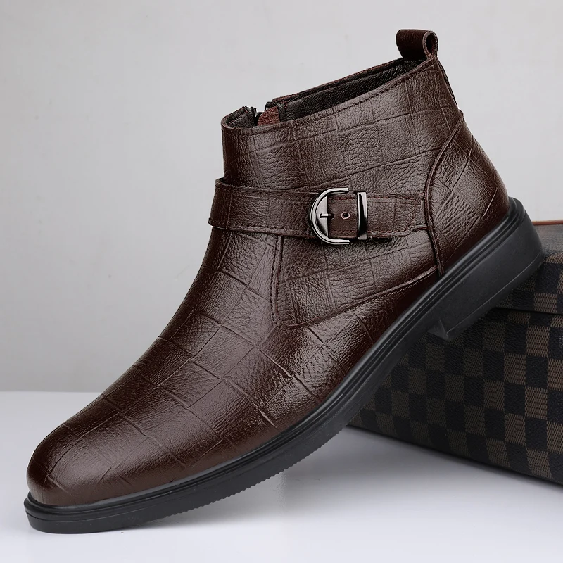Высококачественная мужская обувь из натуральной кожи, итальянские черные официальные ботинки, зимние ботинки 