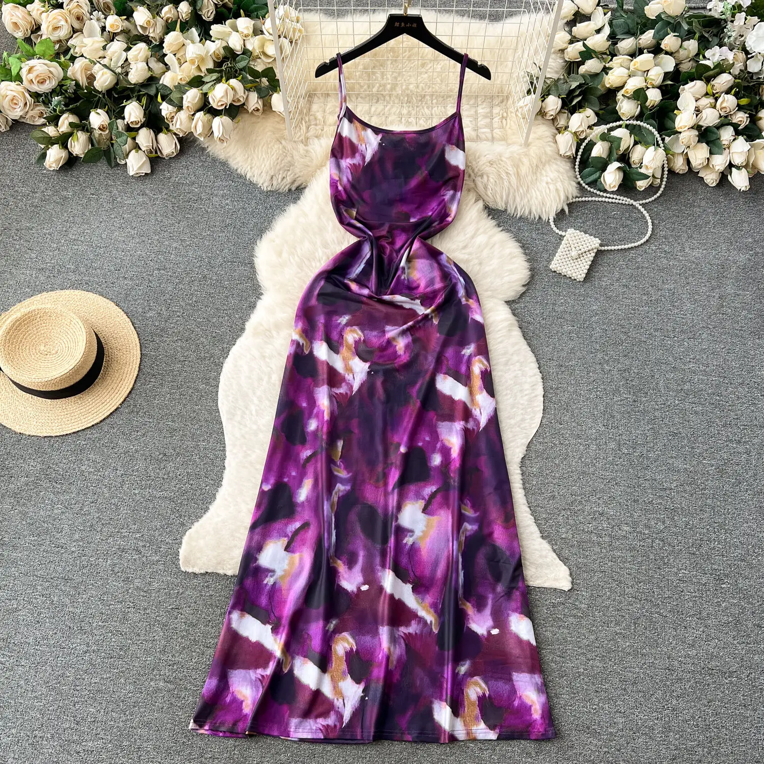 Высококачественное шикарное фиолетовое платье с открытой спиной, женское сексуальное облегающее платье на подтяжках с открытой спиной и длинным галстуком для женщин