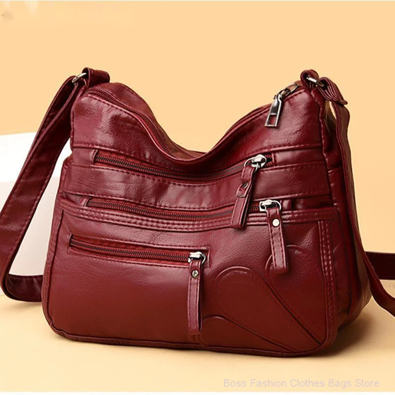 Высококачественные женские сумки через плечо из мягкой кожи, многослойная винтажная сумка через плечо, роскошная дизайнерская женская сумка для мамы, кошелек
