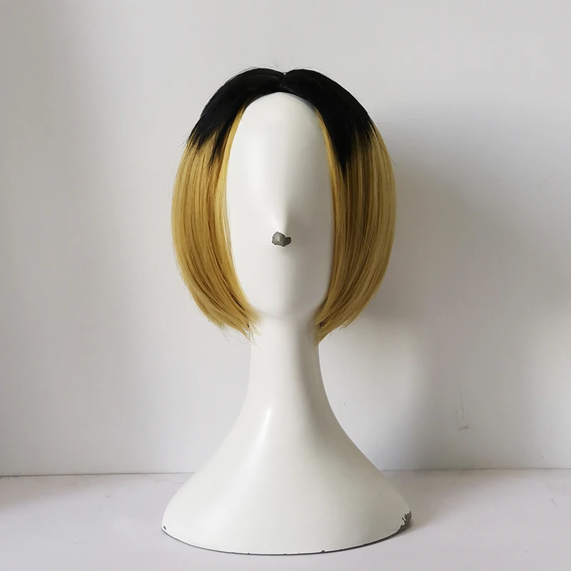 Высококачественный парик для косплея Kenma Kozume Haikyuu!! Короткие желто-черные термостойкие волосы, синтетические парики для косплея + шапочка для парика