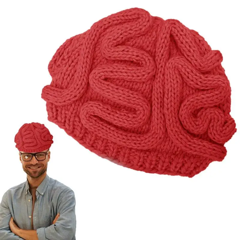 Вязаная шапка Brain Hat на Хэллоуин Теплая и удобная шапка универсального размера ручной вязки для рождественских подарков на Хэллоуин