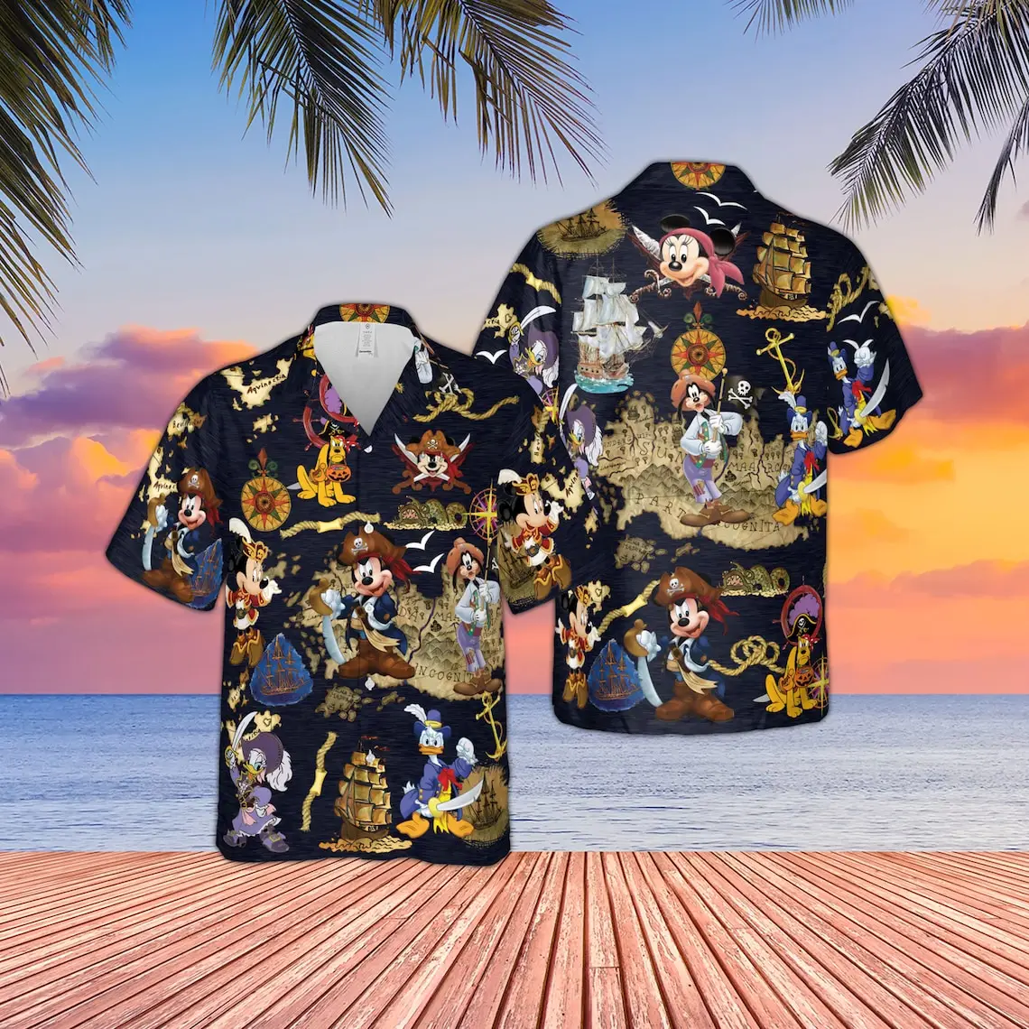 Гавайская рубашка Disney Pirates of Caribbean с Микки и друзьями, Гавайская рубашка Disney Pirate's Life, забавная праздничная рубашка