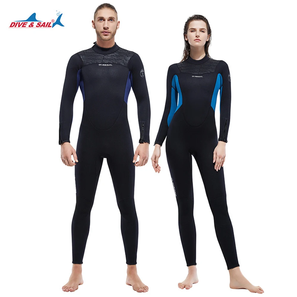 Гидрокостюм из неопрена толщиной 3 мм, мужской цельный костюм для серфинга с длинным рукавом, женский плотный теплый гидрокостюм для защиты от солнца, для водных видов спорта, на молнии для плавания