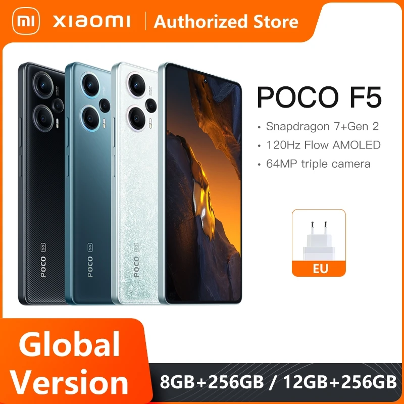 Глобальная версия POCO F5 5G Восьмиядерный процессор Snapdragon 7 + Gen 2 120 Гц AMOLED DotDisplay 64-Мегапиксельная Тройная Камера с OIS 67 Вт NFC 5000 мАч