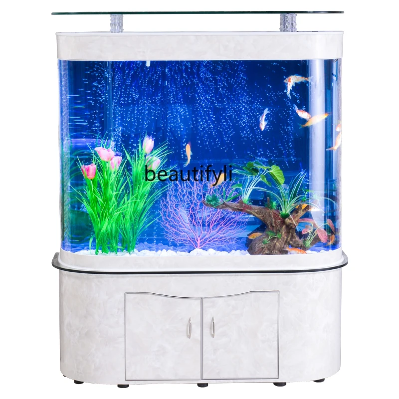 Двойной круглый аквариум для рыб, экологическое стекло, замена воды у стены, Аквариум, аксессуары для украшения дома