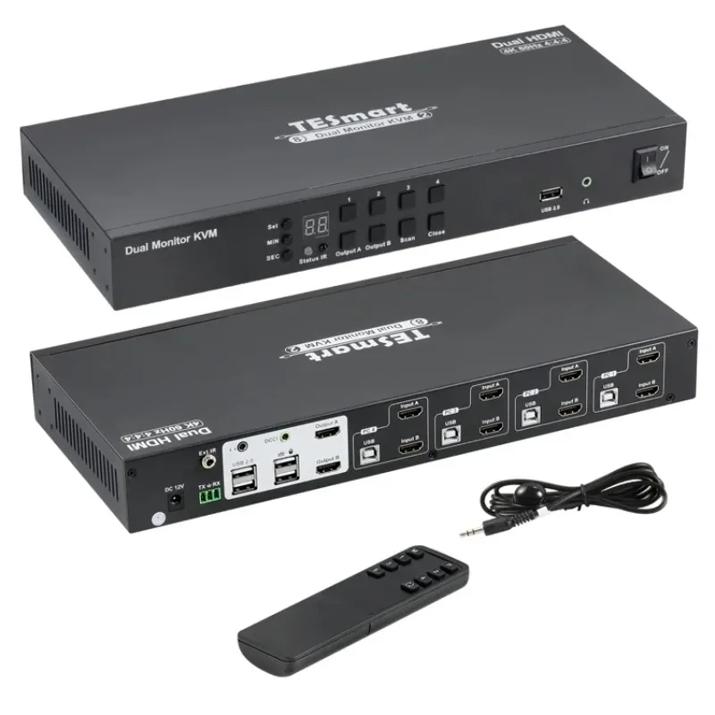 Двухмониторные KVM-переключатели TESmart Поддержка Матрицы Видеомикшера DCCI RS232 Hdmi Arc Усилитель 8x2 4x2 HDMI KVM-переключатель
