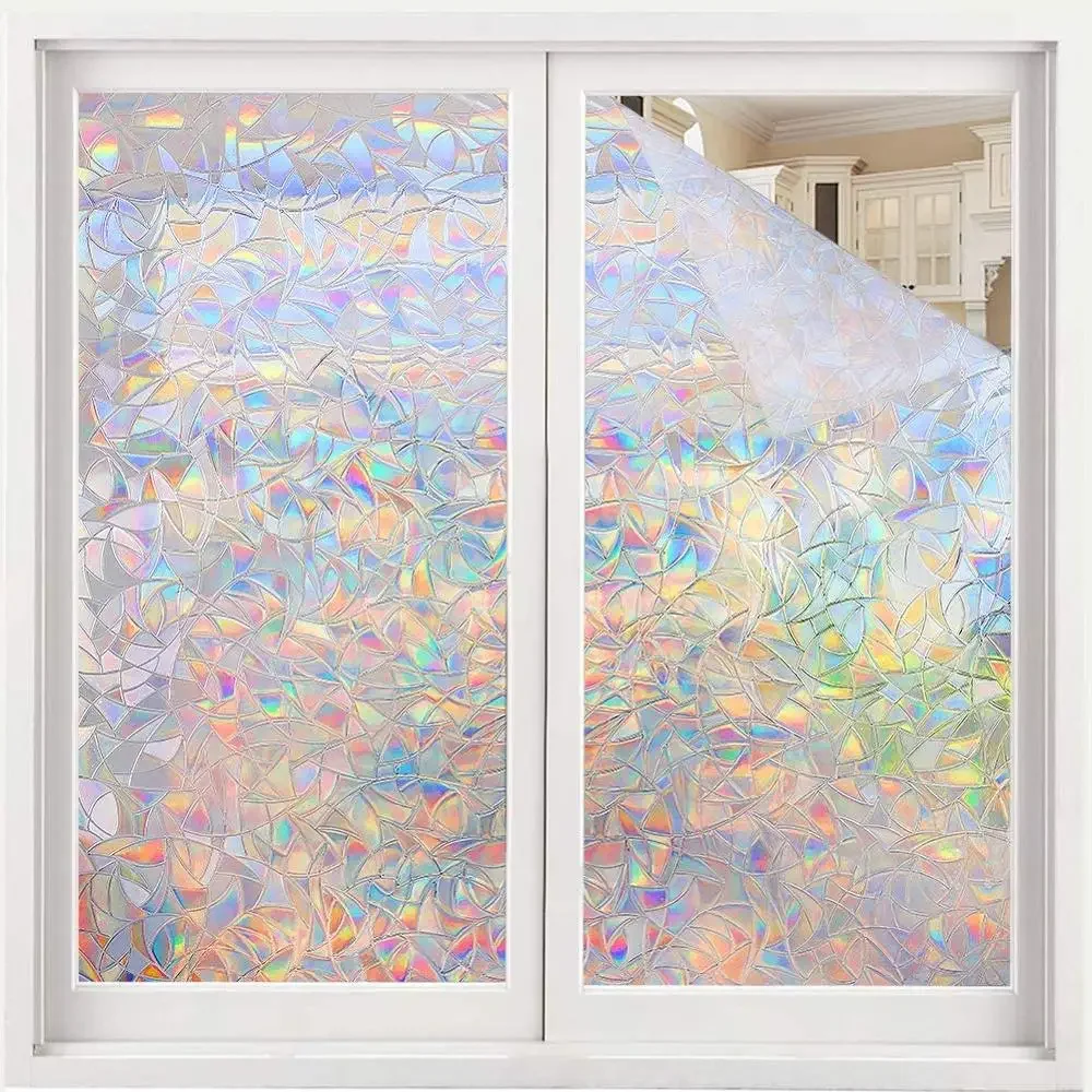 Декоративные пленки для окон с эффектом конфиденциальности, витражи с эффектом радуги, Антиадгезивная 3D-пленка для покрытия окон стеклянной двери Дома