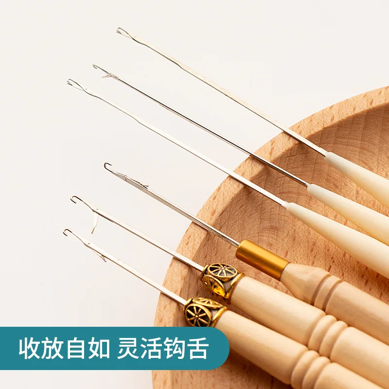 Деревянная ручка для вязания крючком с язычком Для наращивания волос в косичку Аксессуары для дредов