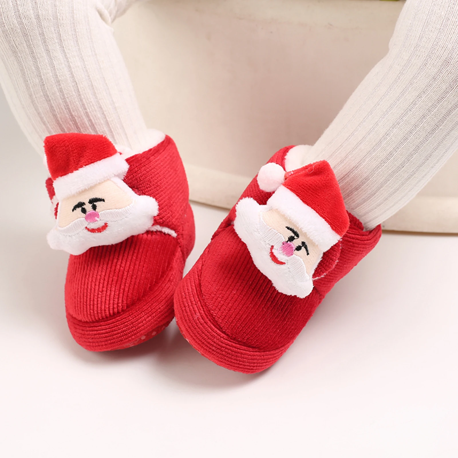 Детская рождественская обувь Для новорожденных Рождественских мальчиков и девочек, милые теплые зимние ботинки Санта-Клауса, мягкие детские первые ходунки