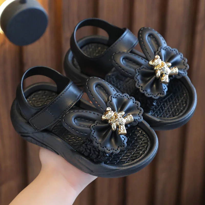Детские сандалии Summer Girls 2023, Новая Нескользящая обувь на мягкой подошве для девочек Маленьких, Средних и больших размеров, Детская Студенческая Пляжная обувь